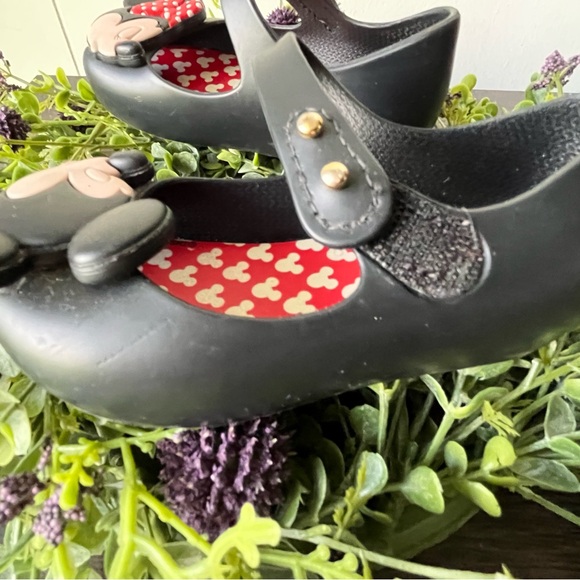 Mini Melissa Kissing Mickey Minnie Disney Mary Janes Shoes Sandals Black size 6 - Picture 8 of 9